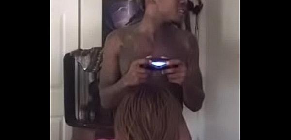  Getting some Head while on the PS4 Bust a Nice Load in her mouth
